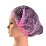 Maxbell 100 Disposable Non Woven Hair Net Cap Hairnet Dust Proof Head Cover Hat Pink