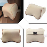 Maxbell Car Head Neck Rest Cushion Support Pillow Headrest Memory Foam Beige