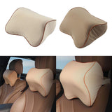 Maxbell Car Head Neck Rest Cushion Support Pillow Headrest Memory Foam Beige