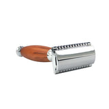 Maxbell Double Edge Safety Razor Classic Shaving Vintage Shaver For Men Dark Brown