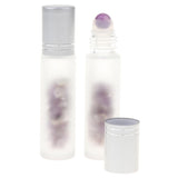 Max 2Pcs Empty 10ML Frosted Glass Essential Oil Roller Bottle Amethyst