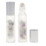 2X 10ml Empty Frosted Glass Perfume Roller Ball Bottles Choi jade-like Stone