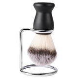 Mens Shaving Brush In Black PVC Handle & Iron alloy Brush Stand Set