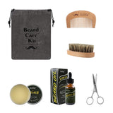 6X Beard Grooming Care Kit Beard Oil Cream Comb Brush Scissors Bag For Men