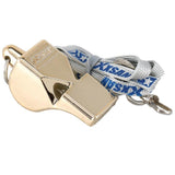 Max Outdoor Camping Sports Referee Metal Blowing Whistle with Lanyard Golden
