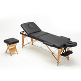 Max Lightweight Wooden Handy Folding Massage Stool for Salon Beauty  Black