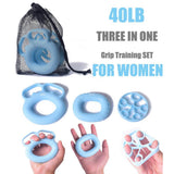 Max 3Pcs Silicone Hand Finger Grip Ring Muscle Power Training Exercise Blue 40LB