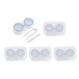 Max 5Pcs Portable Contact Lens Soaking Case Container Holder Storage Box Blue