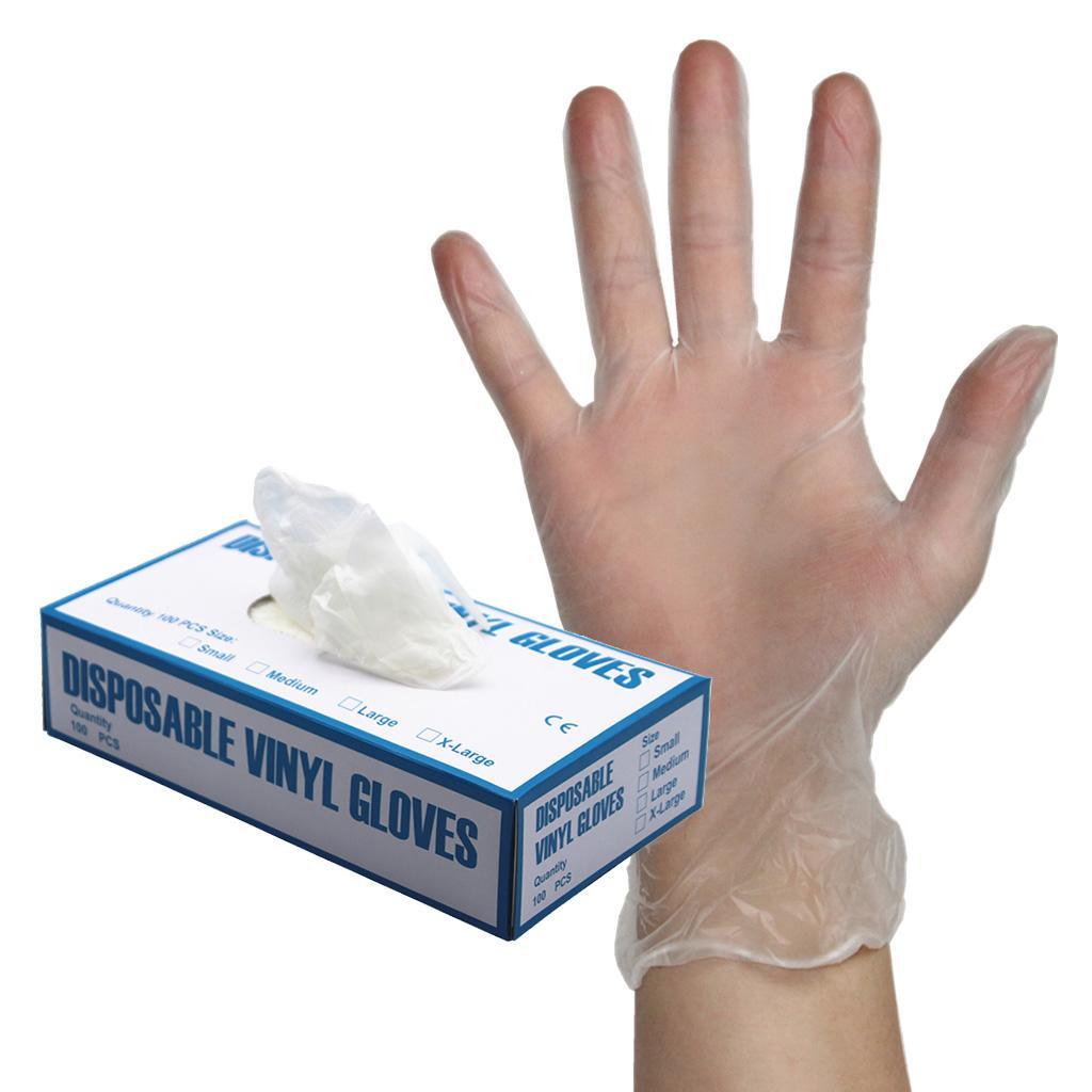Maxbell 100 Pcs Disposable Clear Vinyl Powder & LATEX FREE Gloves for Salon Home L - Aladdin Shoppers
