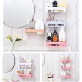 Max Bathroom Shelf Shower Shampoo Holder Kitchen Storage Rack Organizer Pink