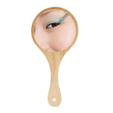 Max Portable Wooden Hand Vanity Mirror with Handle for Home Travel Wood