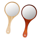 Max Portable Wooden Hand Vanity Mirror with Handle for Home Travel Wood
