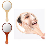 Max Portable Wooden Hand Vanity Mirror with Handle for Home Travel Wood