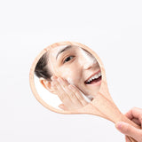 Max Portable Wooden Hand Vanity Mirror with Handle for Home Travel Wood