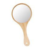 Max Portable Wooden Hand Vanity Mirror with Handle for Home Travel Wood