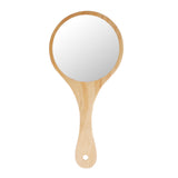 Max Portable Wooden Hand Vanity Mirror with Handle for Home Travel Wood