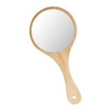 Max Portable Wooden Hand Vanity Mirror with Handle for Home Travel Wood