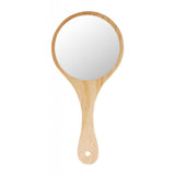 Max Portable Wooden Hand Vanity Mirror with Handle for Home Travel Wood
