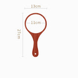 Max Portable Wooden Hand Vanity Mirror with Handle for Home Travel Dark Brown