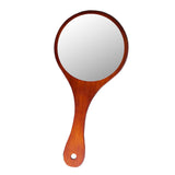 Max Portable Wooden Hand Vanity Mirror with Handle for Home Travel Dark Brown