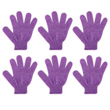 6 Pieces Exfoliating Body Scrub Shower Gloves Bath Massage SPA Mitts Purple