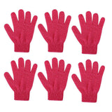 6 Pieces Exfoliating Body Scrub Shower Gloves Bath Massage SPA Mitts Red