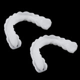 Maxbell 2 Pcs Silicone Lower False Teeth Dental Veneers Dentures Fake Tooth w/ Case