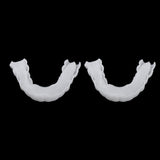 Maxbell 2 Pcs Silicone Lower False Teeth Dental Veneers Dentures Fake Tooth w/ Case