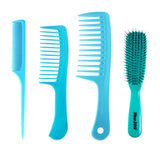 Maxbell 4Pcs Hairdressing Brush Combs Hair Salon Styling Barber Combs Kit Blue