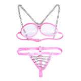 Maxbell Women Hot Clear Leather Lingerie Babydoll G-String Thong Underwear Nightwear