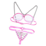 Maxbell Women Hot Clear Leather Lingerie Babydoll G-String Thong Underwear Nightwear