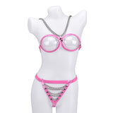 Maxbell Women Hot Clear Leather Lingerie Babydoll G-String Thong Underwear Nightwear