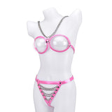 Maxbell Women Hot Clear Leather Lingerie Babydoll G-String Thong Underwear Nightwear