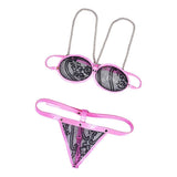 Maxbell Women Black Lace Leather Lingerie Babydoll G-String Thong Underwear Thongs
