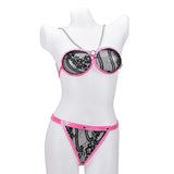 Maxbell Women Black Lace Leather Lingerie Babydoll G-String Thong Underwear Thongs