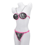 Maxbell Women Black Lace Leather Lingerie Babydoll G-String Thong Underwear Thongs