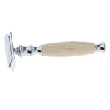 Maxbell Wood Handle Double Edge Safety Shaving Razors Moustache Grooming Tool Beige