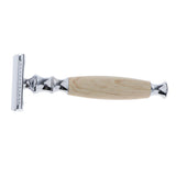 Maxbell Wood Handle Double Edge Safety Shaving Razors Moustache Grooming Tool Beige
