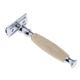 Maxbell Wood Handle Double Edge Safety Shaving Razors Moustache Grooming Tool Beige