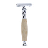 Maxbell Wood Handle Double Edge Safety Shaving Razors Moustache Grooming Tool Beige