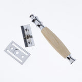 Maxbell Wood Handle Double Edge Safety Shaving Razors Moustache Grooming Tool Beige