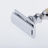 Maxbell Wood Handle Double Edge Safety Shaving Razors Moustache Grooming Tool Beige