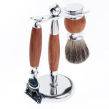 Maxbell Mens Shaving Kit Gift Set w/5 Layer Blade Razors Brush & Stand Holder Brown