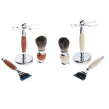 Maxbell Mens Shaving Kit Gift Set w/5 Layer Blade Razors Brush & Stand Holder Brown