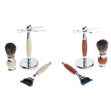 Maxbell Mens Shaving Kit Gift Set w/5 Layer Blade Razors Brush & Stand Holder Brown