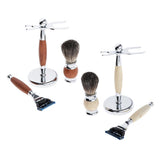 Maxbell Mens Shaving Kit Gift Set w/5 Layer Blade Razors Brush & Stand Holder Brown