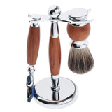 Maxbell Mens Shaving Kit Gift Set w/5 Layer Blade Razors Brush & Stand Holder Brown