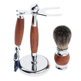 Maxbell Mens Shaving Kit Gift Set w/5 Layer Blade Razors Brush & Stand Holder Brown