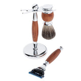 Maxbell Mens Shaving Kit Gift Set w/5 Layer Blade Razors Brush & Stand Holder Brown