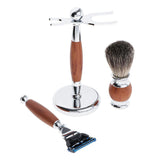 Maxbell Mens Shaving Kit Gift Set w/5 Layer Blade Razors Brush & Stand Holder Brown